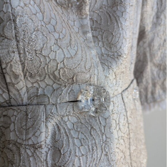 Ross Mayer gold/silver couture two piece suit skirt set With Feather Trim - Picture 13 of 17